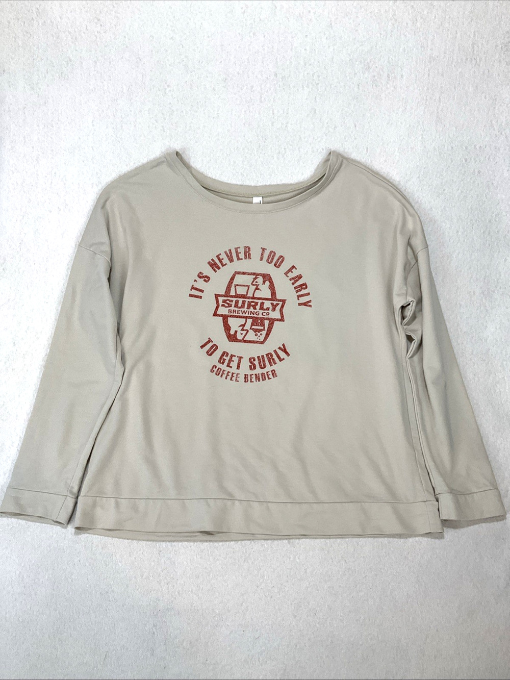 Surly Brewing Womens XXL Lightweight Sweatshirt Its Never Too Early to get Surly